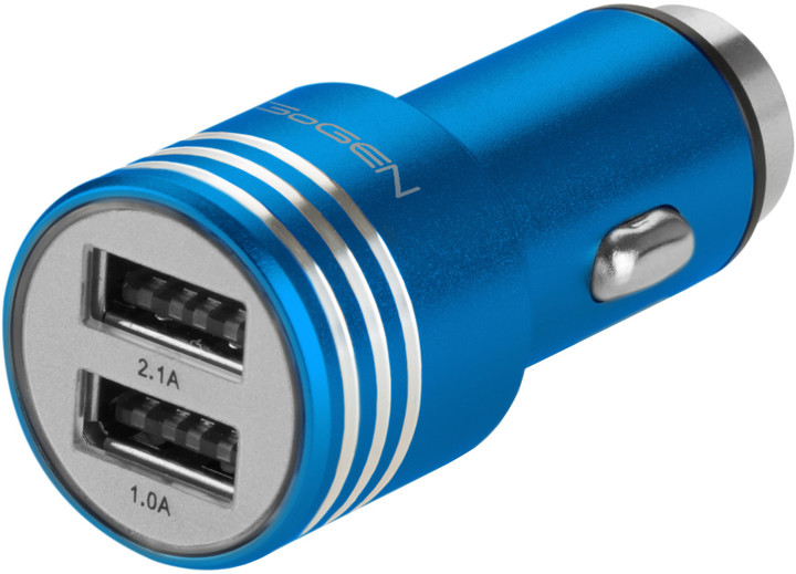 GoGEN autonabíječka, kovový bezpečnostní hrot, 2x USB, modrá_292434787
