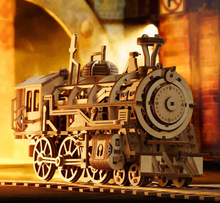 Stavebnice RoboTime - Parní lokomotiva, mechanická, dřevěná_1351345918