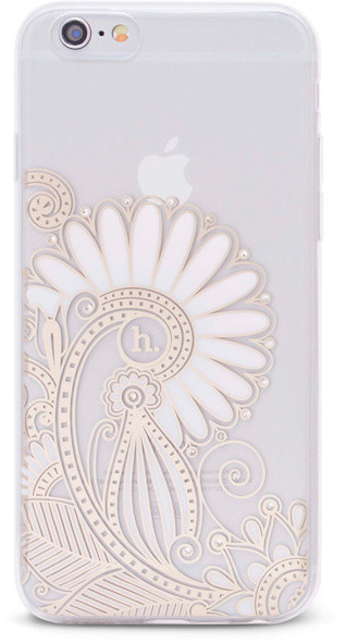 EPICO pružný plastový kryt pro iPhone 6/6S HOCO FLOWER - transparentní bílá/zlatá_111356340