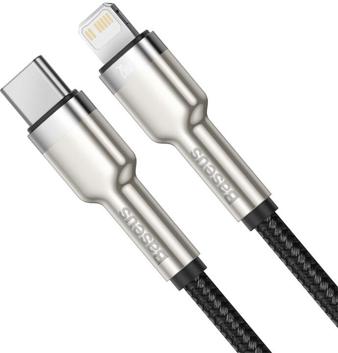 BASEUS kabel Cafule Series, USB-C - Lightning, M/M, nabíjecí, datový, 20W, 0.25m, černá_1938968298