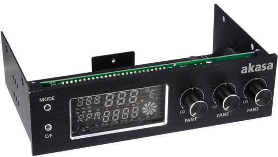 Akasa kontrolní panel AK-FC-07BK 3xfan, monitoring teploty, display, černý_974344452