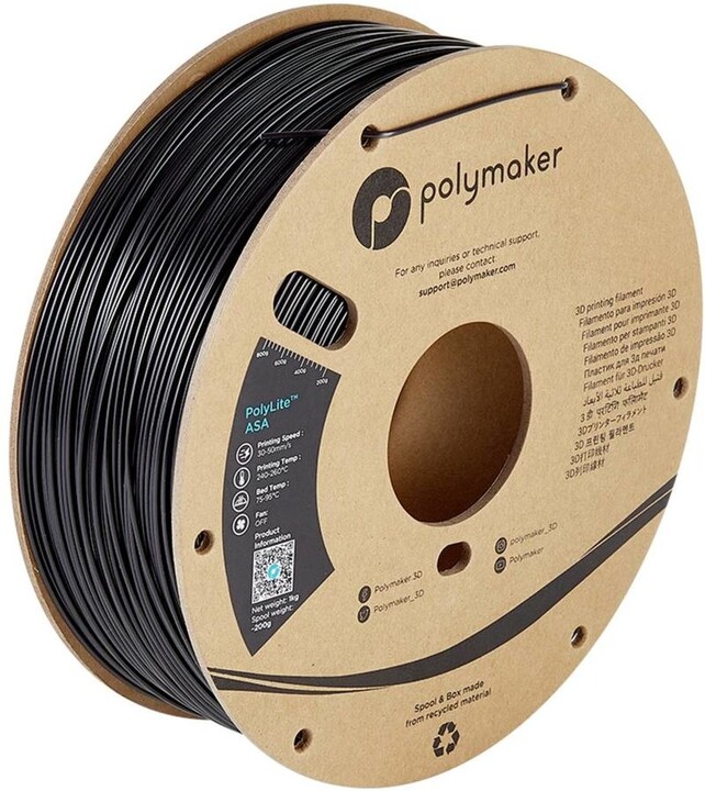 Polymaker tisková struna (filament), PolyLite ASA, 1,75mm, 1kg, černá_45661936