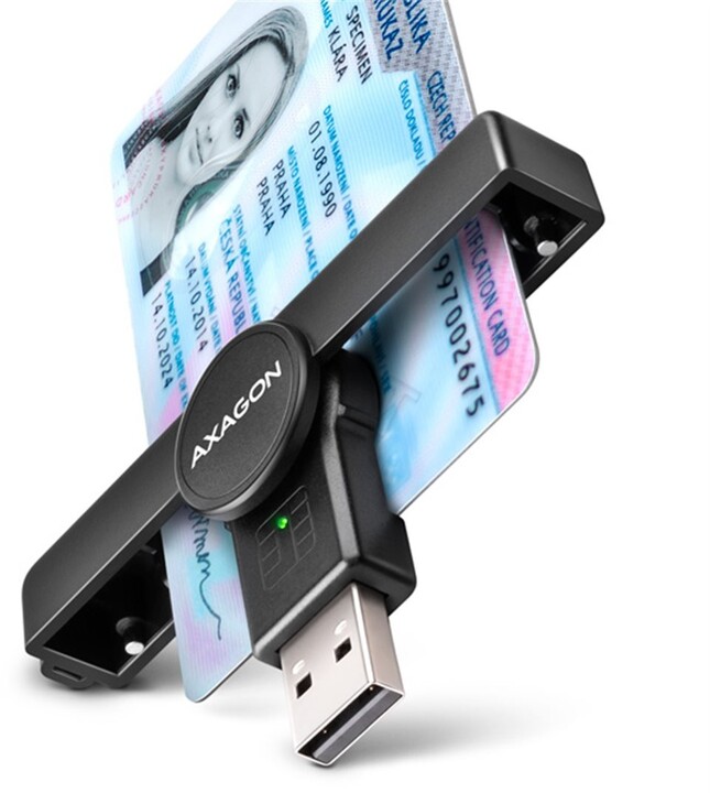 AXAGON CRE-SMPA, USB-A PocketReader čtečka kontaktních karet Smart card (eObčanka)_835692362