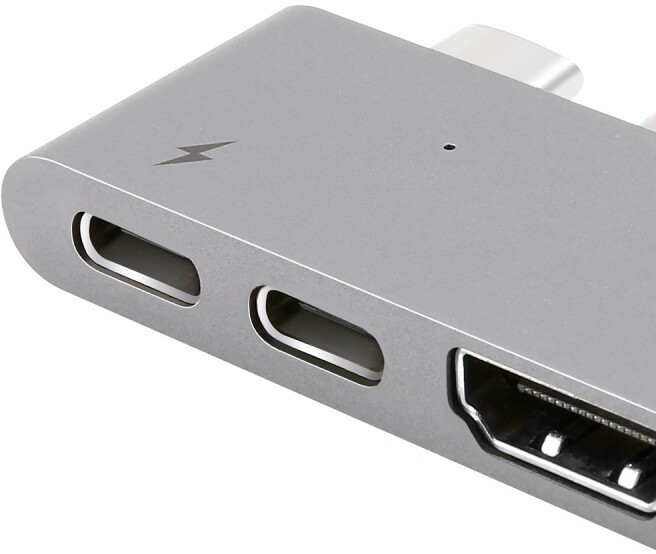 Baseus Thunderbolt C + Dual Type-C to USB 3.0 / HD4K / Type-C HUB Converter Deep, tmavě šedá