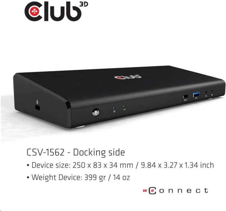 Club3D dokovací stanice USB 3.2 typ C Universal Triple 4K s napájecím adaptérem_350421303