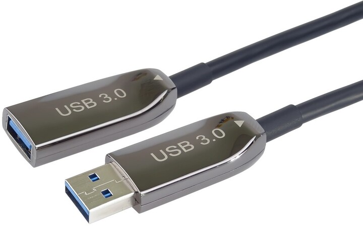 PremiumCord prodlužovací optický kabel USB-A 3.0, 15m, černá