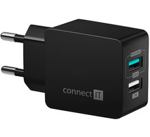 CONNECT IT Fast Charge nabíjecí adaptér 2×USB-A, 3,4A, černá_219539981