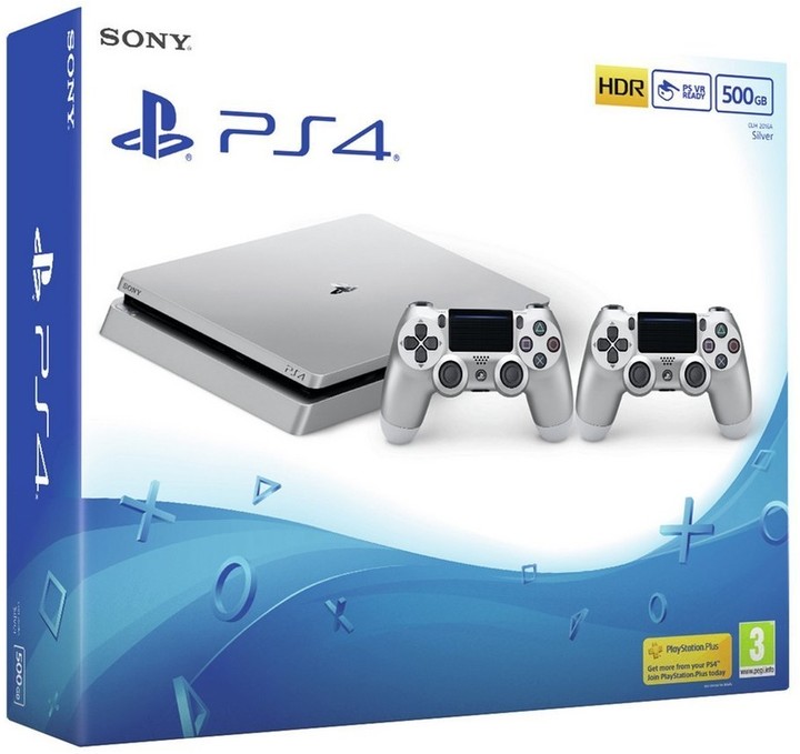 PlayStation 4 Slim, 500GB, stříbrná + 2x DS4_1018260382