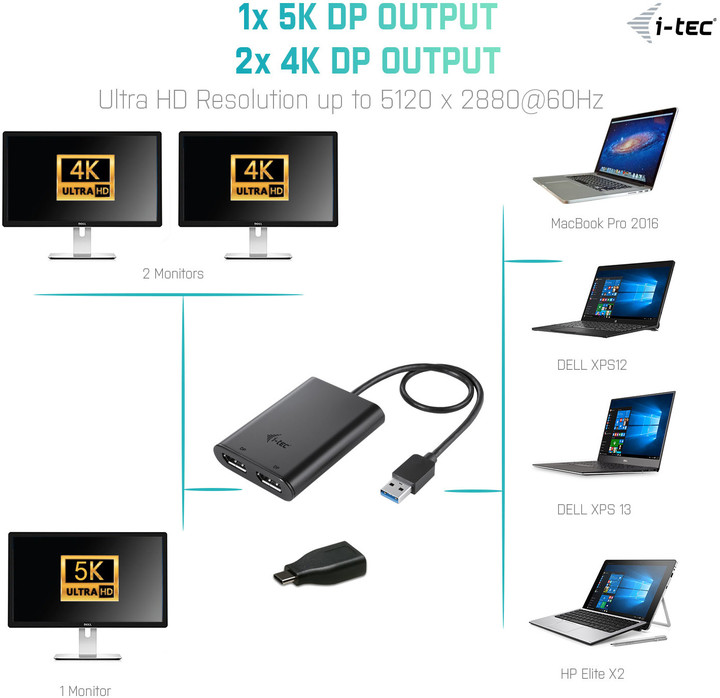 i-tec USB 3.0 Display Port 2x 4K Ultra HD Display Adapter_209002708