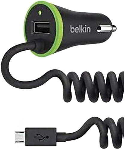 Belkin autonabíječka, 2.4A + 1A, vč. microUSB kabelu, černá_621028149