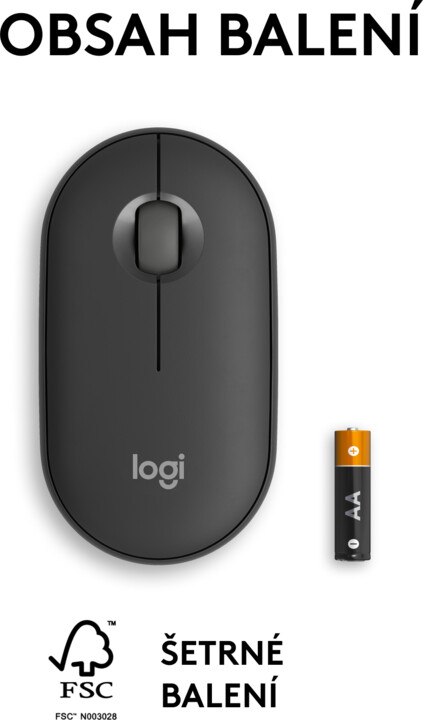 Logitech Pebble Mouse 2 M350s, šedá_2101574716