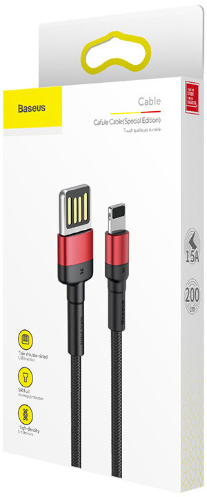 BASEUS kabel Cafule Series, USB-A - Lightning, M/M, nabíjecí, datový, 2.4A, 2m, červená/černá_540356859