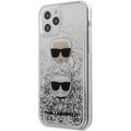 KARL LAGERFELD ochranný kryt Liquid Glitter 2 Heads pro iPhone 12/ 12 Pro (6.1&quot;), stříbrná_1880633963