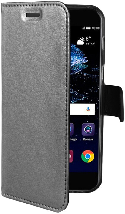 CELLY Air ultra tenké pouzdro typu kniha pro Huawei P10, PU kůže, stříbrné_55690963