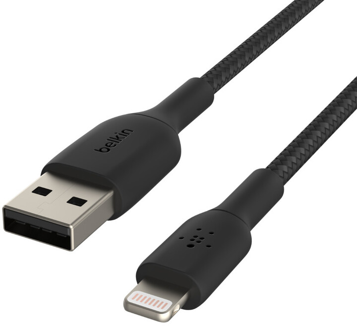 Belkin kabel USB-A - Lightning, M/M, MFi, opletený, 3m, černá_1549467218