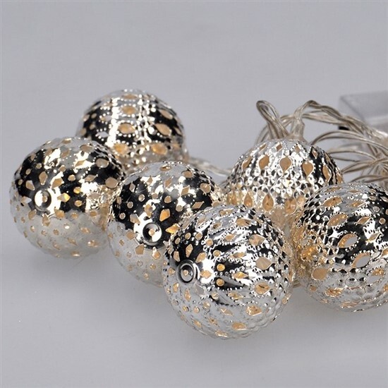 Solight LED řetěz vánoční koule stříbrné, 10LED řetěz, 1m, 2x AA, IP20_2042422395