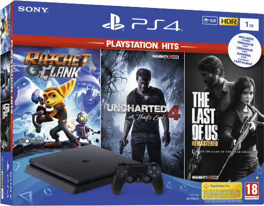 PlayStation 4 Slim, 1TB, černá + PS Hits (The Last of Us, Uncharted 4, Ratchet and Clank)_871768952