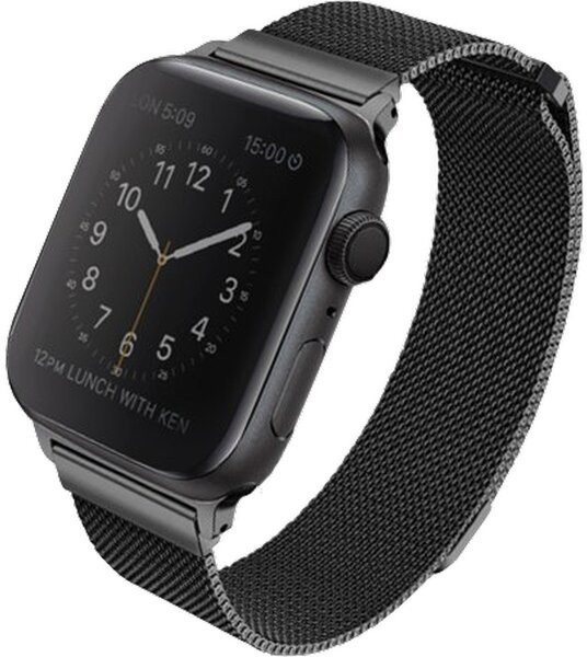 UNIQ řemínek Dante Apple Watch Series 4 Mesh Steel 44mm, černá_2020801449