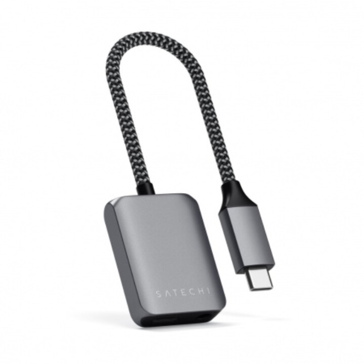 Satechi USB-C to 3.5mm Audio & PD Adapter, šedá