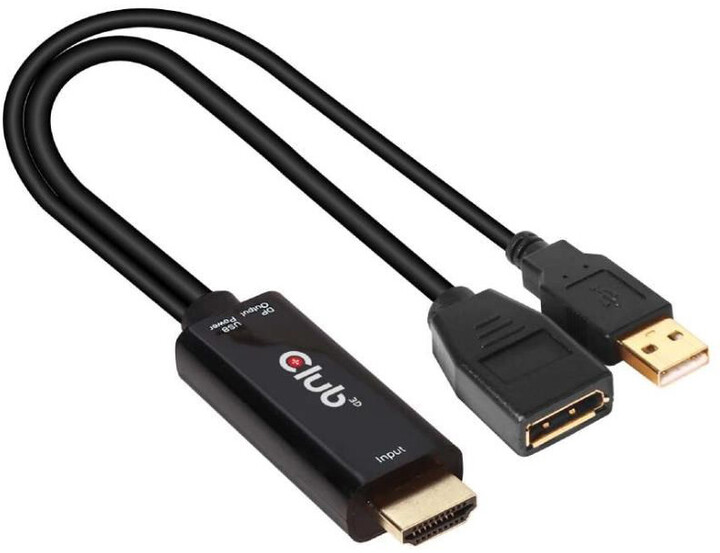 Club3D adaptér HDMI - DisplayPort 1.2, M/F, 4K@60Hz, aktivní, 25cm, černá_1144063433