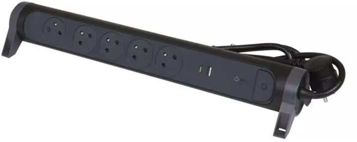 Legrand přepěťová ochrana, 5 zásuvek, USB-A, USB-C, 1.5m, černá_425450745