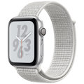 Apple Watch Nike+ Series 4, 44mm, pouzdro ze stříbrného hliníku/bílý provlékací řemínek