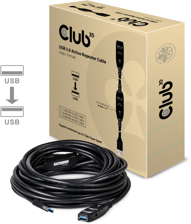 Club3D USB 3.0 SuperSpeed, 5Gbps, aktivní USB prodlužka,10m_1626892723
