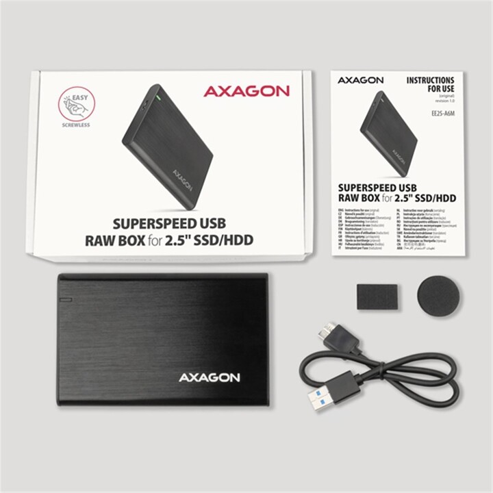 AXAGON EE25-A6M RAW box, černá_1299691759