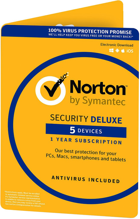 Norton Security Deluxe 3.0 CZ 1 uživatel, 5 zařízení, 1 rok - el. licence_438370880