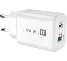 CONNECT IT síťový adaptér GaN Wanderer2, USB-C, USB-A, PD 33W, bílá CWC-2080-WH