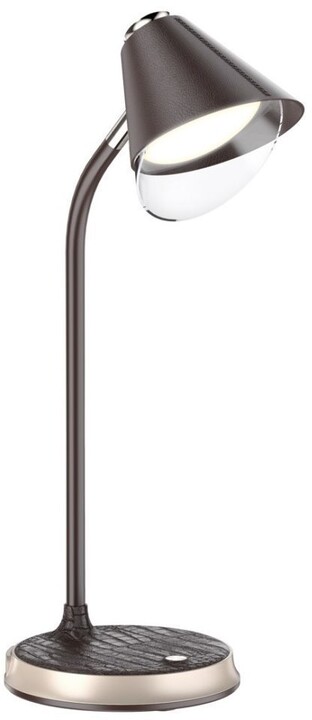 IMMAX LED stolní lampička FINCH, Qi nabíjení, stmívatelná, hnědá / zlatá_609308918