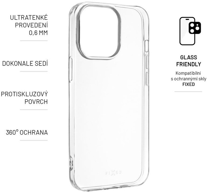 FIXED ultratenké gelové pouzdro pro Apple iPhone 15 Plus, 0,6mm, čirá_542195430