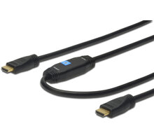 Digitus kabel HDMI - HDMI, M/M, pozlacené konektory, s aktivním zesílením, Ethernet, 10m, černá_1043449034