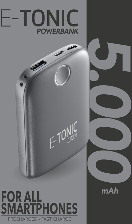 CellilarLine powerbanka E-Tonic, 5000mAh, USB, 10W, černá_854600894