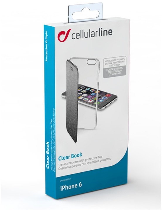 CellularLine Clear Book průhledné pouzdro pro Apple iPhone 6, černá_1631219938