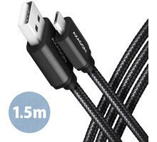 AXAGON kabel USB-A - micro USB2.0 HQ, 2.4A, opletený, 1.5m, černá_2055560345