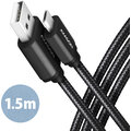AXAGON kabel USB-A - micro USB2.0 HQ, 2.4A, opletený, 1.5m, černá_2055560345