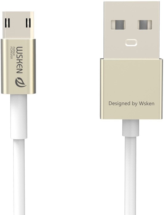 WSKEN MicroUSB nabíjecí/datový kabel, oboustranné konektory (USB i microUSB), zlatý_1751846668