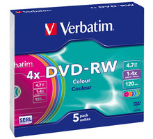 Verbatim DVD-RW Colours 4,7GB 4x slim 5ks_605816171