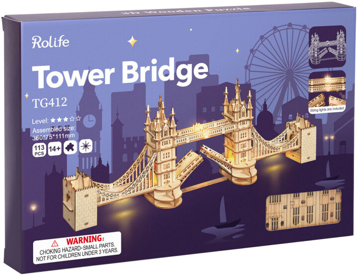 Stavebnice RoboTime - Tower Bridge, svítící, dřevěná_1004175508