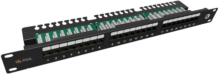 Solarix patch panel SX24L-5E-UTP-BK-N - 24x RJ45, CAT5E, UTP, černá, 1U_1466027882