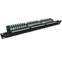 Solarix patch panel SX24L-5E-UTP-BK-N - 24x RJ45, CAT5E, UTP, černá, 1U