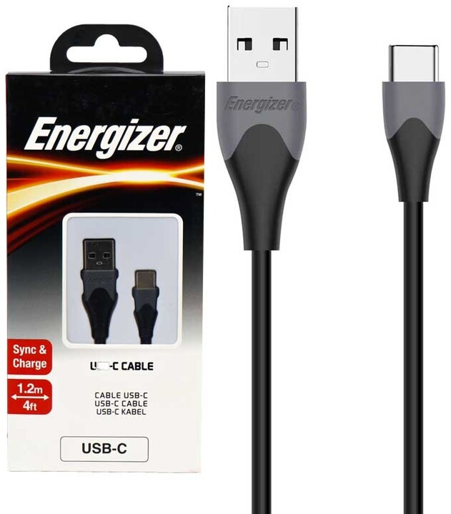 Energizer datový kabel USB-C, 2.4A, silikonový, 1.2m, černá_467785312