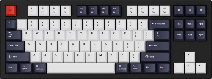 Keychron vyměnitelné klávesy, PBT, OEM, full set, bluish black white, US_996692104