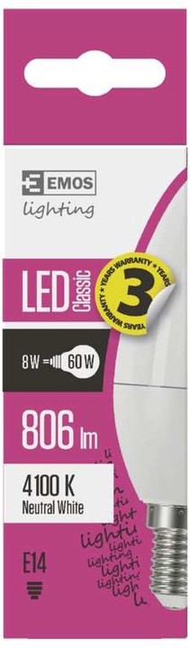 Emos LED žárovka Classic Candle 8W E14, neutrální bílá_1997022861