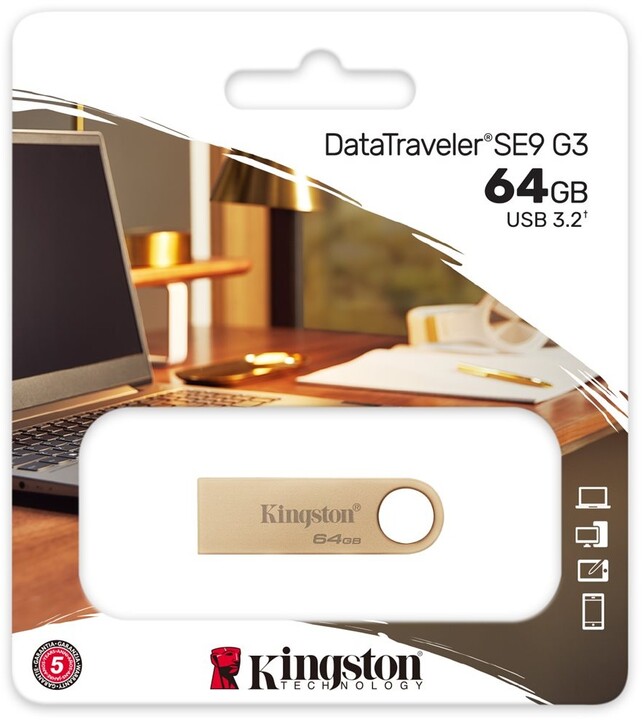 Kingston DataTraveler SE9 G3, 64GB, zlatá_1020200595