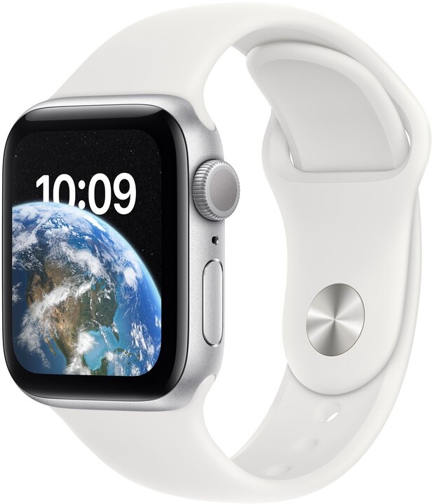 Apple Watch SE 2022, 40mm, Silver, White Sport Band_1863851364