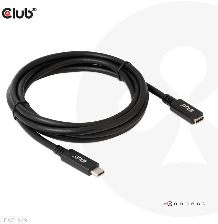 Club3D prodlužovací kabel USB-C, 4K@60Hz (M/F), 2m_1396288925