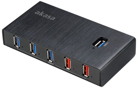 Akasa USB hub Elite 7EX, 7x USB 3.0, 2 nabíjecí porty, černý_1917550612