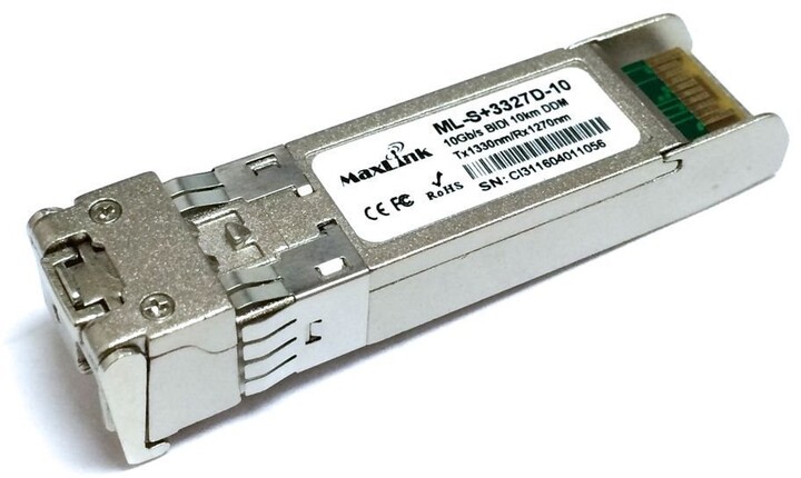 MaxLink SFP+ modul 10Gbit, SM, Tx 1330/Rx1270nm, 20km, 1x LC konektor, DDM, Cisco kompatibilní